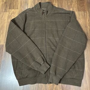 Vintage Carnoustie Men's  XXL Fill Zip Jacket Brown With Subtle Grid Pattern